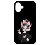 Carcasa para iPhone 16 Plus Diseño de Gafas Rosas con diseño de gatita Kawaii, guiñando un Ojo de la Paz