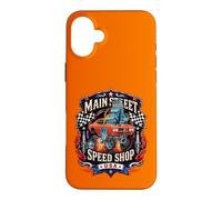 Carcasa para iPhone 16 Plus Diseño de Muscle Car Hotrod de Main Street Speed Shop USA