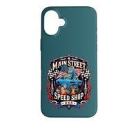 Carcasa para iPhone 16 Plus Diseño de Muscle Car Hotrod de Main Street Speed Shop USA