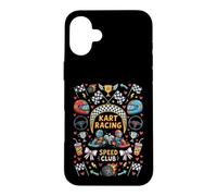 Carcasa para iPhone 16 Plus Diseño de piloto de Go Kart Racing Speed Club