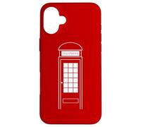 Carcasa para iPhone 16 Plus Disfraz de Cabina de teléfono para Halloween, Reino Unido, Londres, Rojo británico