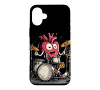 Carcasa para iPhone 16 Plus Disfraz de corazón oscilante y latiendo para Amantes de los Tambores
