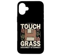 Carcasa para iPhone 16 Plus Disquete Retro Touch Grass Disconnect para conectar