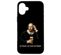 Carcasa para iPhone 16 Plus Divertida Cerveza Shakespeare Beber Bar Vintage Fiesta Humor Regalo