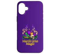 Carcasa para iPhone 16 Plus Divertida Magia de Mardi Gras con Cuentas de Calavera y Velas