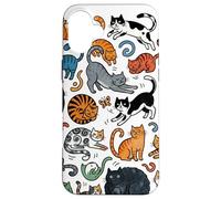 Carcasa para iPhone 16 Plus Divertido Gato Doodle Patrón Colorido Amante De Las Mascotas