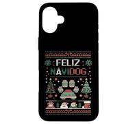 Carcasa para iPhone 16 Plus Divertido Juego de Palabras para dueño de Perro de Navidad - Feliz Navidog Ugly Christmas