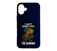 Carcasa para iPhone 16 Plus Divertido Jugador T-Rex, no Puedo ser Adulto Ahora, Estoy Jugando a un Lindo Dinosaurio