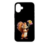 Carcasa para iPhone 16 Plus Divertido Regalo de Animales para Amantes de Las Flores de Ardilla para Hombres, Mujeres y niños