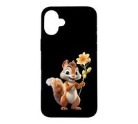 Carcasa para iPhone 16 Plus Divertido Regalo de Animales para Amantes de Las Flores de Ardilla para Hombres, Mujeres y niños