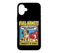 Carcasa para iPhone 16 Plus Dog Full Name Funny Dog Owner Pop Art Comic Guilty Dog