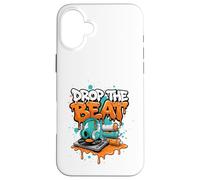 Carcasa para iPhone 16 Plus Drop The Beat Street Art DJ Auriculares de Vinilo para Tocadiscos
