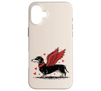 Carcasa para iPhone 16 Plus Dueño de Perro Salchicha con alas de ángel Lindo Perro Salchicha