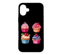Carcasa para iPhone 16 Plus Dulces Cupcakes gráficos panadería Postre Hornear pastelería Comida Arte