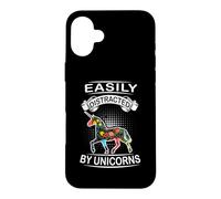 Carcasa para iPhone 16 Plus Easily Distracted by Unicorns Funny Animal Unicorn Loves