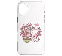 Carcasa para iPhone 16 Plus Easter Bunny Pink Sakura Flower Cute Japanese Cherry Blossom