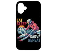 Carcasa para iPhone 16 Plus Eat Sleep Carve Repeat - Ski Driver Sunset Ski Design