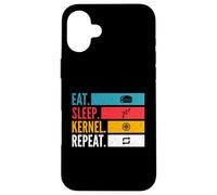 Carcasa para iPhone 16 Plus Eat Sleep Kernel Repeat Linux Coder Git Hacker de código Abierto