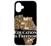 Carcasa para iPhone 16 Plus Education Is Freedom África Libros Silueta Alfabetización