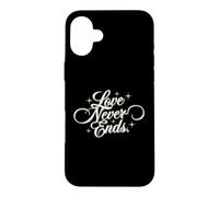 Carcasa para iPhone 16 Plus El Amor Nunca Termina - Tipografía de Lujo Blanca Elegante Celestial
