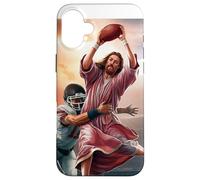 Carcasa para iPhone 16 Plus Él es Rizzin' Jesucristo Receptor Amplio Jugador de Fútbol