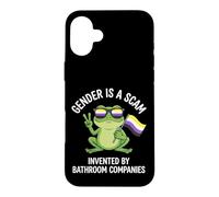 Carcasa para iPhone 16 Plus El género es una estafa Bandera de Enby de Rana no binaria