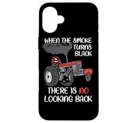 Carcasa para iPhone 16 Plus El Humo Gira Tractor Negro Que Tira del Poder Tractorpulling