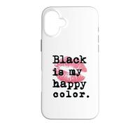 Carcasa para iPhone 16 Plus El Negro es mi Color Feliz con Besos de Labios Rosados