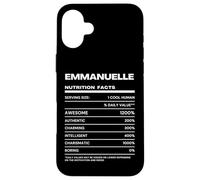 Carcasa para iPhone 16 Plus Emmanuelle Datos de Nutrición Nombre Gracioso