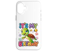Carcasa para iPhone 16 Plus Es mi cumpleaños Tortuga Nadando