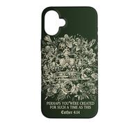 Carcasa para iPhone 16 Plus Esther Cuatro Catorce Fe Cristiana Corona Floral Reina