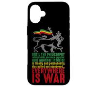 Carcasa para iPhone 16 Plus Everywhere IS War Discurso Haile Selassie León Judá Reggae