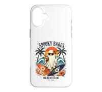 Carcasa para iPhone 16 Plus Fantasma de Spooky Girls Beach Crew para Halloween, Retro y veraneo