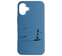 Carcasa para iPhone 16 Plus Faro y Aves Marinas Gaviotas en la Costa