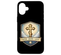 Carcasa para iPhone 16 Plus Fe Esperanza Amor Cristiano Ortodoxo Floral Jesucristo Dios