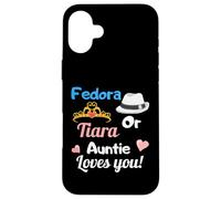 Carcasa para iPhone 16 Plus Fedora or Tiara Auntie Loves You Gender Reveal Party Regalo