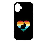 Carcasa para iPhone 16 Plus Feliz día de Pascua Lindo Conejo Amante Regalo Retro corazón Conejo