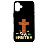 Carcasa para iPhone 16 Plus Feliz Pascua Bloque Constructor de Ladrillos de Construcción Jesús Cruz Fe