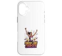 Carcasa para iPhone 16 Plus Finish Line Chaser Running Motivación Atleta Diseño