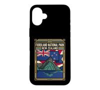 Carcasa para iPhone 16 Plus Fiordland National Park Nueva Zelanda Bandera Gráfico de Viaje