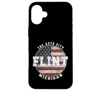 Carcasa para iPhone 16 Plus Flint Michigan, Bandera Americana Vintage