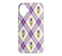 Carcasa para iPhone 16 Plus Flores Argyle Lavanda Púrpura Floral