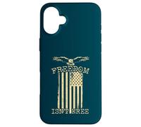 Carcasa para iPhone 16 Plus Freedom Isnt Free Patriotic Eagle Bird Diseño de Bandera Estadounidense