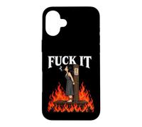 Carcasa para iPhone 16 Plus Fuck It - Witch is Burning in Flame Smoking Adult Humor Meme