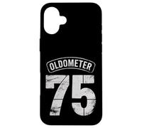 Carcasa para iPhone 16 Plus Funny 75th Birthday Oldometer Odómetro 75 años Old Joke