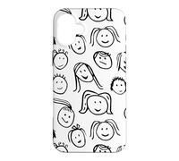 Carcasa para iPhone 16 Plus Funny Artsy Linocut Kids Faces, Lindo Sonriendo riendo