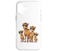 Carcasa para iPhone 16 Plus Funny Camel Family Wearing Sunglasses Arabian Animal Desert