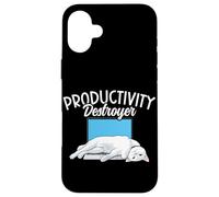 Carcasa para iPhone 16 Plus Funny Cat Productivity Destroyer Dueño de Gato Humor Amante de los Gatos