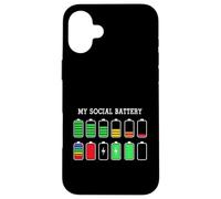 Carcasa para iPhone 16 Plus Funny Introvert Humor Energy Level Graphic Anti Social Fun