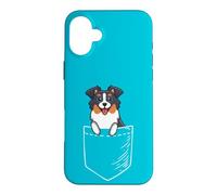 Carcasa para iPhone 16 Plus Funny Kawaii Pocket Tri Color Australian Shepherd Dog Lover